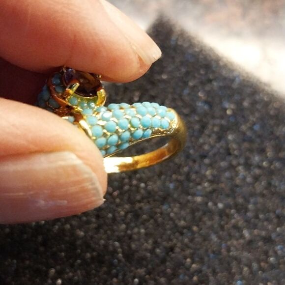 Turquoise and amythist Ring...Size 7. - Picture 4 of 7